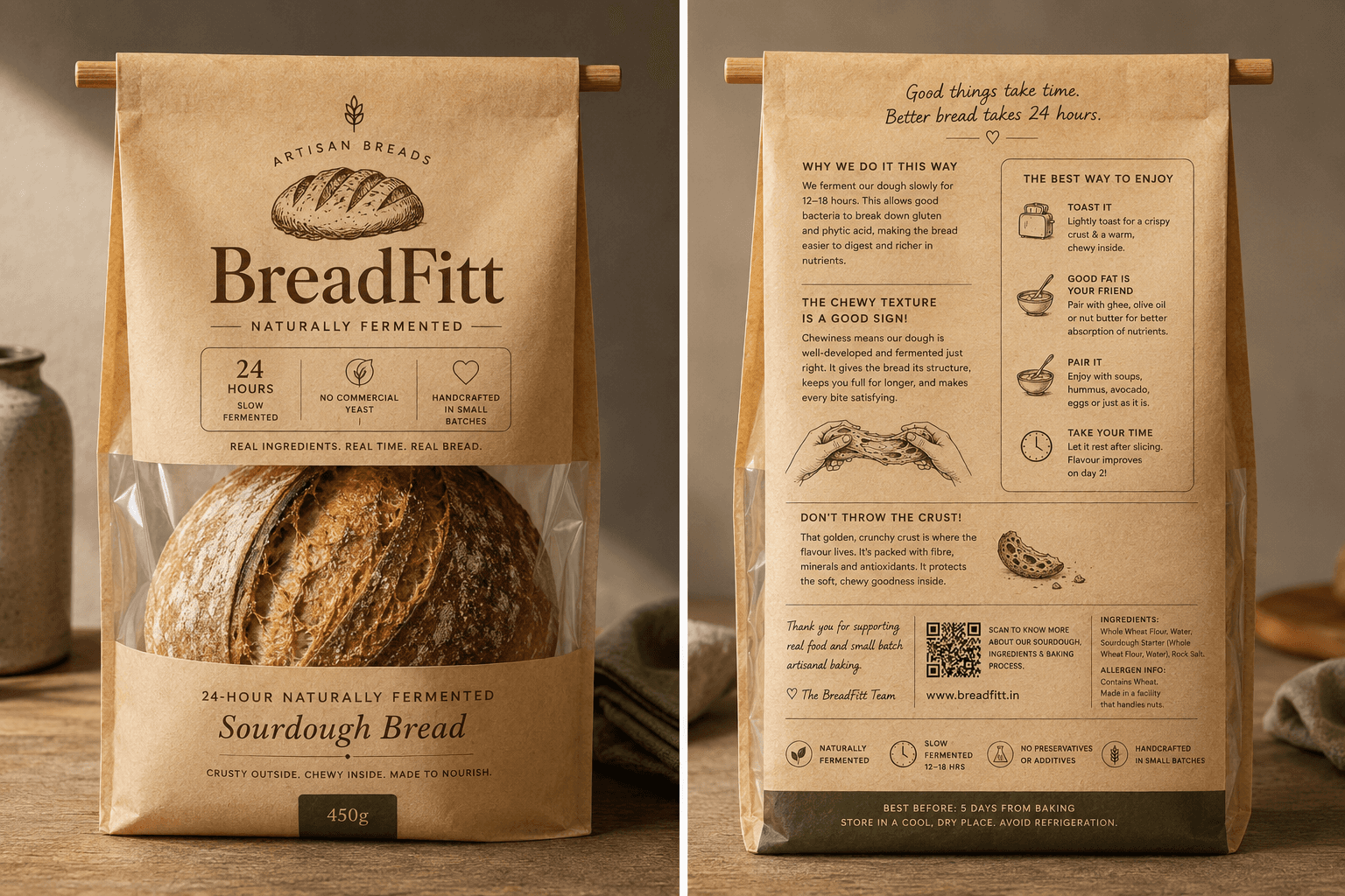 BreadFitt 450g sourdough bread packaging